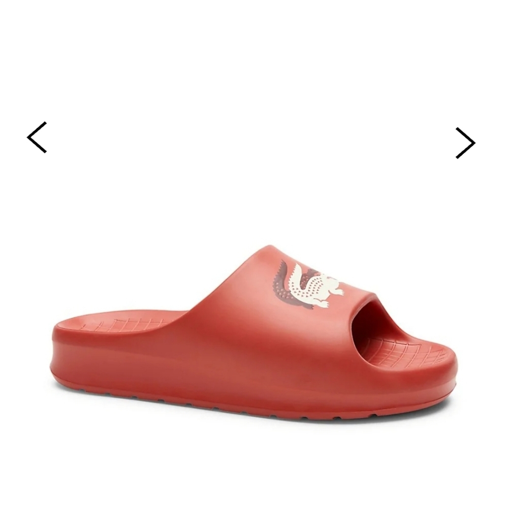 Lacoste  serve slide (unisex) (black and red) available